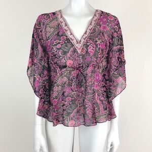 Banana Republic Floral Sheer Poncho Top XS